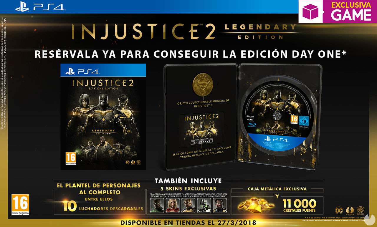 La Day One Legendary Edition de Injustice 2 será exclusiva de GAME