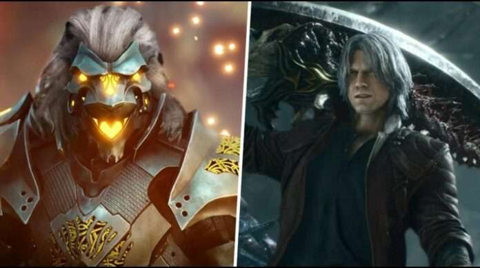 Imagen de gameplay de Godfall y Devil May Cry 5
